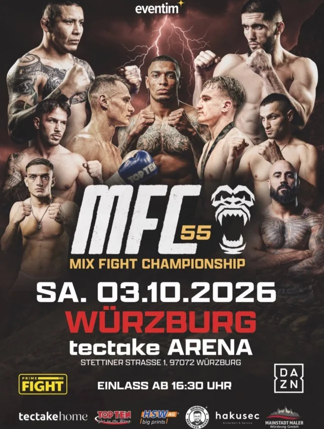 Plakat MFC 55 x Phönix Fightclub, 3. Oktober 2026, tectake Arena Würzburg